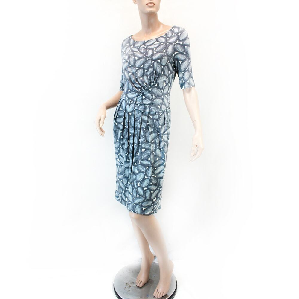 Phase Eight Gray Floral Jersey Midi Dress A-Line Casual 3/4 Sleeve Size 14